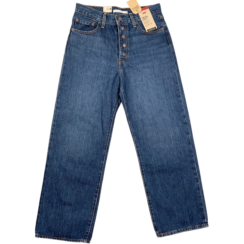 Levis Jeans Womens 29W 26.5L Blue Button Fly Ribcage Straight Leg‎ Ankle NWT